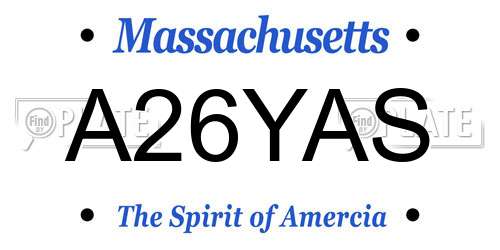 A26YAS Massachusetts License Plate