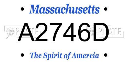 A2746D Massachusetts License Plate