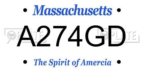 A274GD Massachusetts License Plate