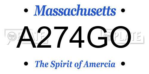 A274GO Massachusetts License Plate