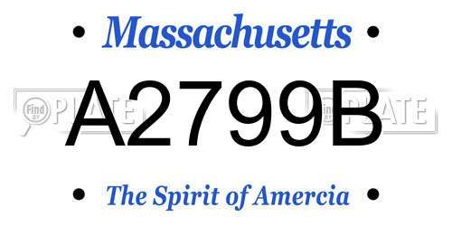 A2799B Massachusetts License Plate