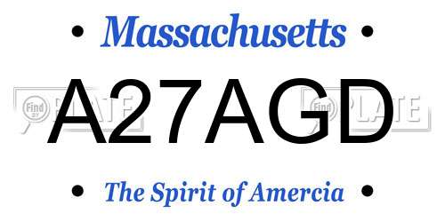 A27AGD Massachusetts License Plate