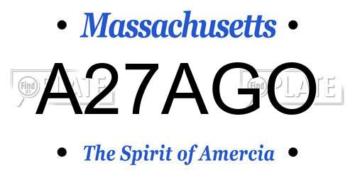 A27AGO Massachusetts License Plate