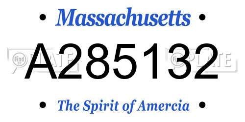 A285132 Massachusetts License Plate