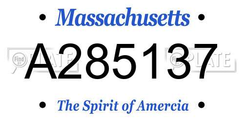 A285137 Massachusetts License Plate