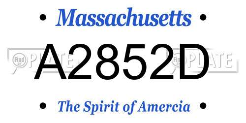 A2852D Massachusetts License Plate