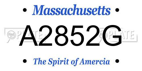 A2852G Massachusetts License Plate