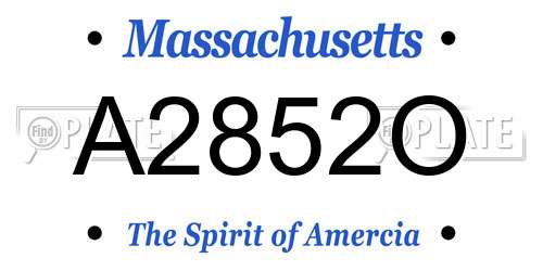 A2852O Massachusetts License Plate
