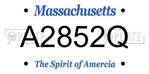 A2852Q Massachusetts License Plate