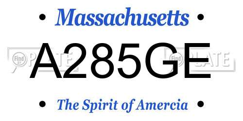 A285GE Massachusetts License Plate