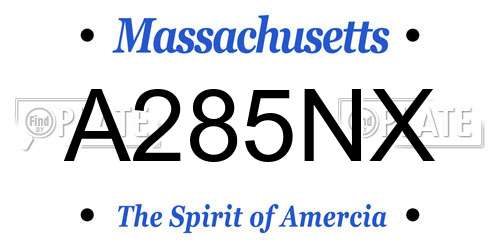 A285NX Massachusetts License Plate