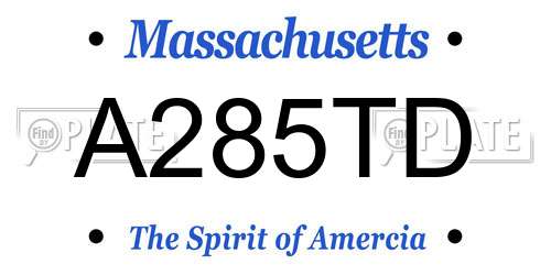 A285TD Massachusetts License Plate