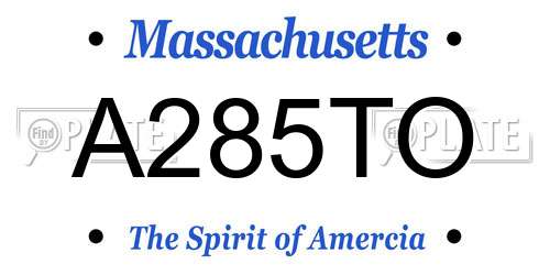 A285TO Massachusetts License Plate