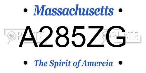 A285ZG Massachusetts License Plate