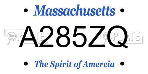 A285ZQ Massachusetts License Plate