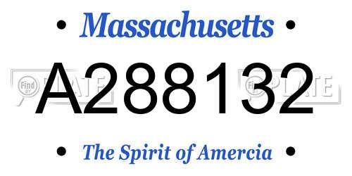 A288132 Massachusetts License Plate