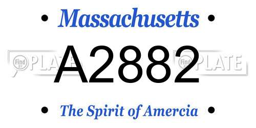 A2882 Massachusetts License Plate