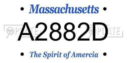 A2882D Massachusetts License Plate