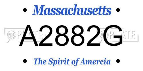 A2882G Massachusetts License Plate