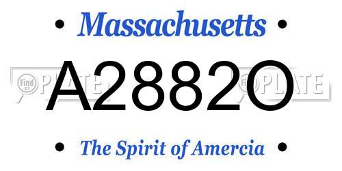A2882O Massachusetts License Plate