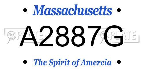 A2887G Massachusetts License Plate