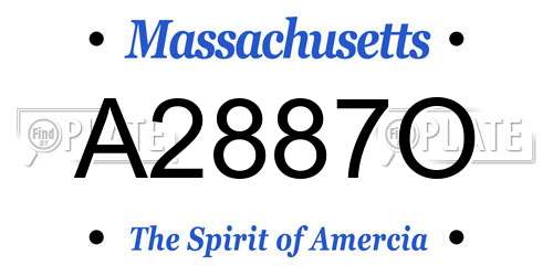 A2887O Massachusetts License Plate