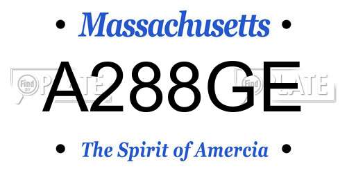 A288GE Massachusetts License Plate