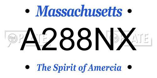 A288NX Massachusetts License Plate