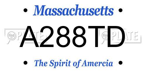 A288TD Massachusetts License Plate