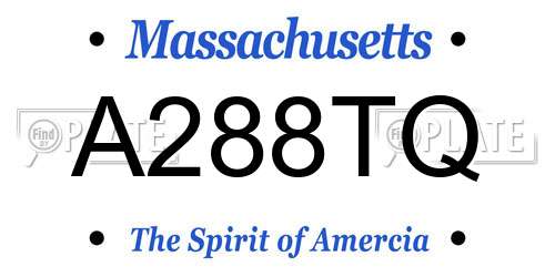 A288TQ Massachusetts License Plate