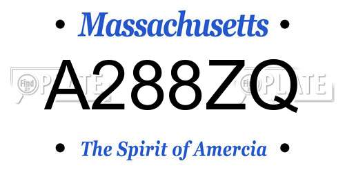 A288ZQ Massachusetts License Plate