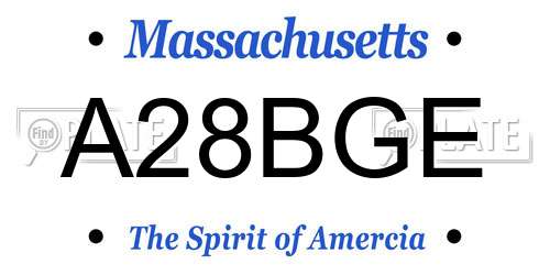 A28BGE Massachusetts License Plate