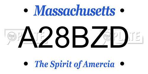 A28BZD Massachusetts License Plate