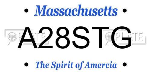 A28STG Massachusetts License Plate