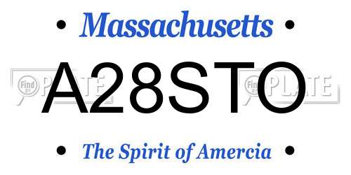 A28STO Massachusetts License Plate