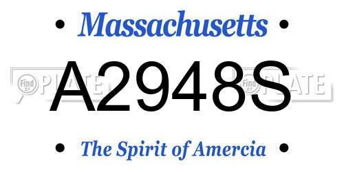 A2948S Massachusetts License Plate