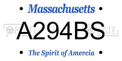 A294BS Massachusetts License Plate