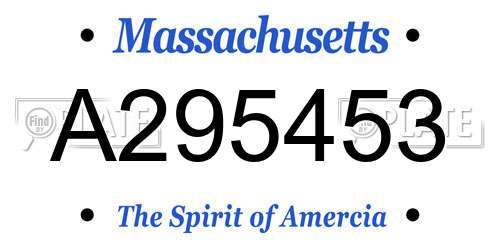 A295453 Massachusetts License Plate