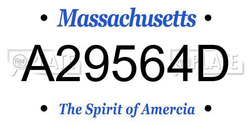 A29564D Massachusetts License Plate