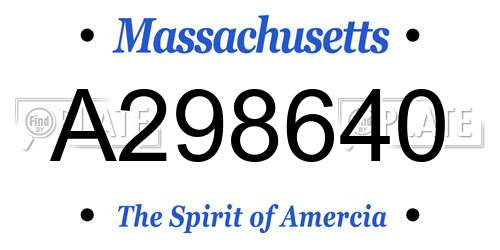 A298640 Massachusetts License Plate