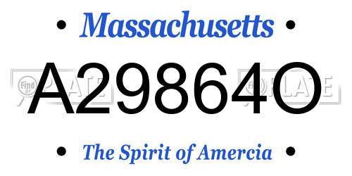 A29864O Massachusetts License Plate