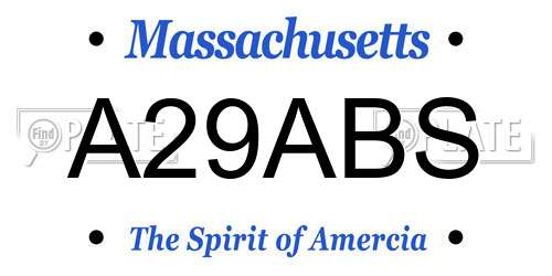 A29ABS Massachusetts License Plate