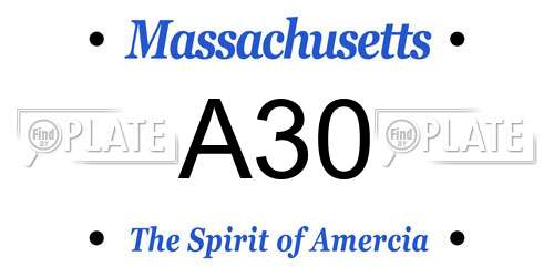 A30 Massachusetts License Plate