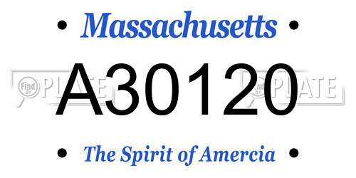 A30120 Massachusetts License Plate