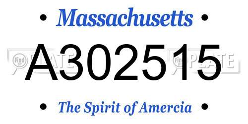 A302515 Massachusetts License Plate