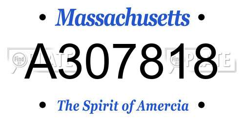 A307818 Massachusetts License Plate