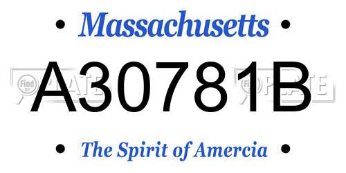 A30781B Massachusetts License Plate