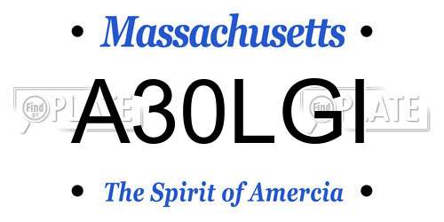 A30LGI Massachusetts License Plate