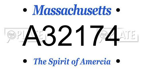 A32174 Massachusetts License Plate