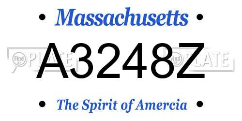 A3248Z Massachusetts License Plate